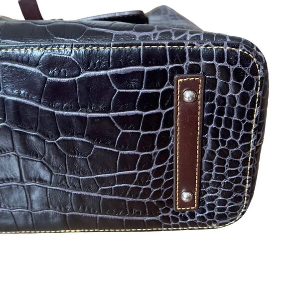 DOONEY & BOURKE Brown Crocodile Embossed Leather Hobo Shoulder Handbag - Picture 8 of 15